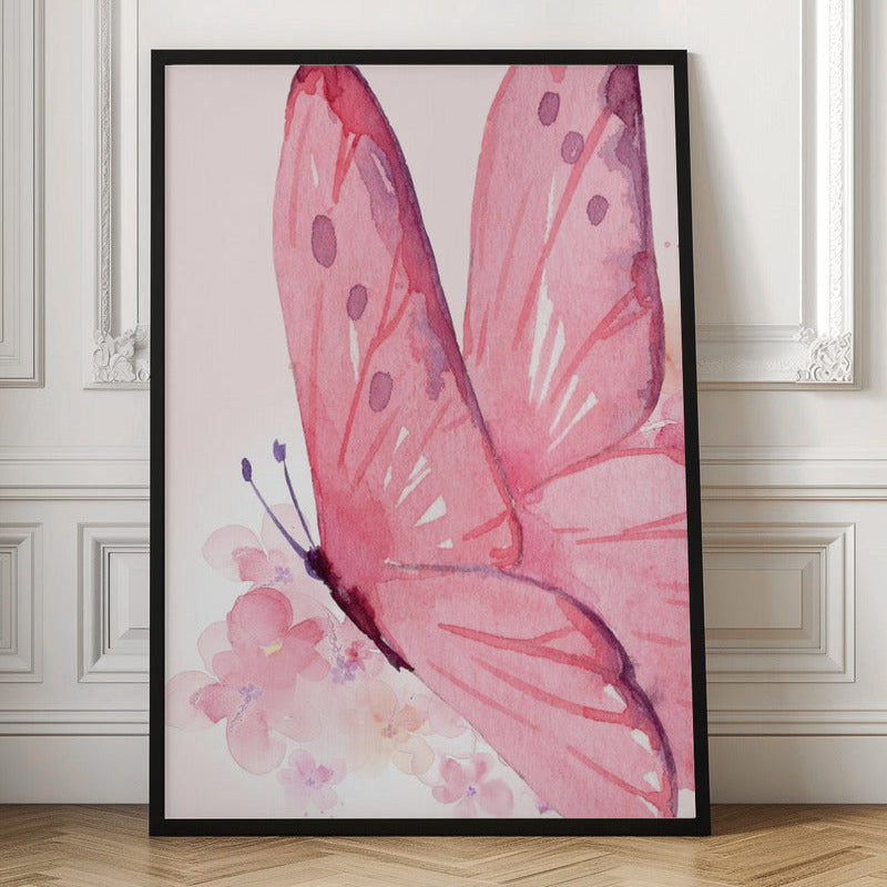 Girl's Poster Set - Nursery Décor Prints - Pink Unicorn Butterfly