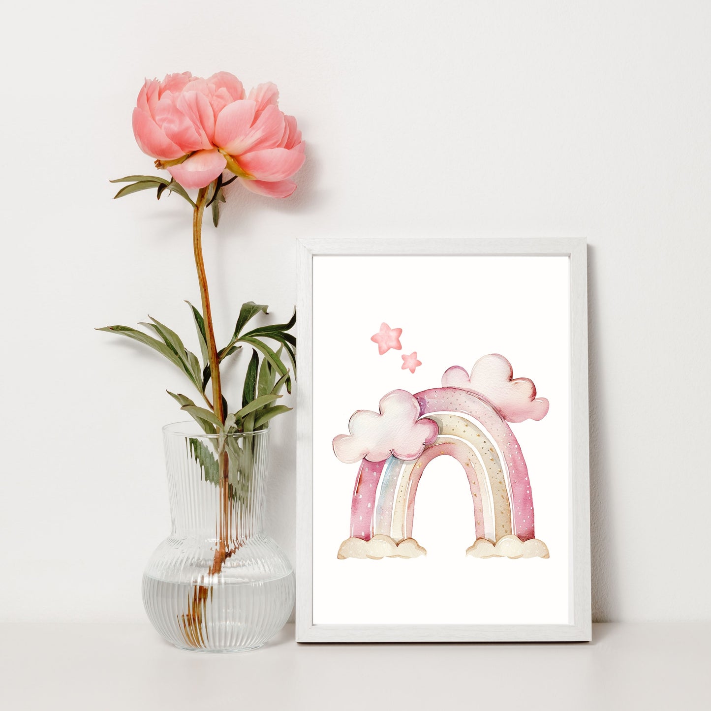 Girl's Poster - Nursery Décor Prints - Dreamy Pink Rainbow