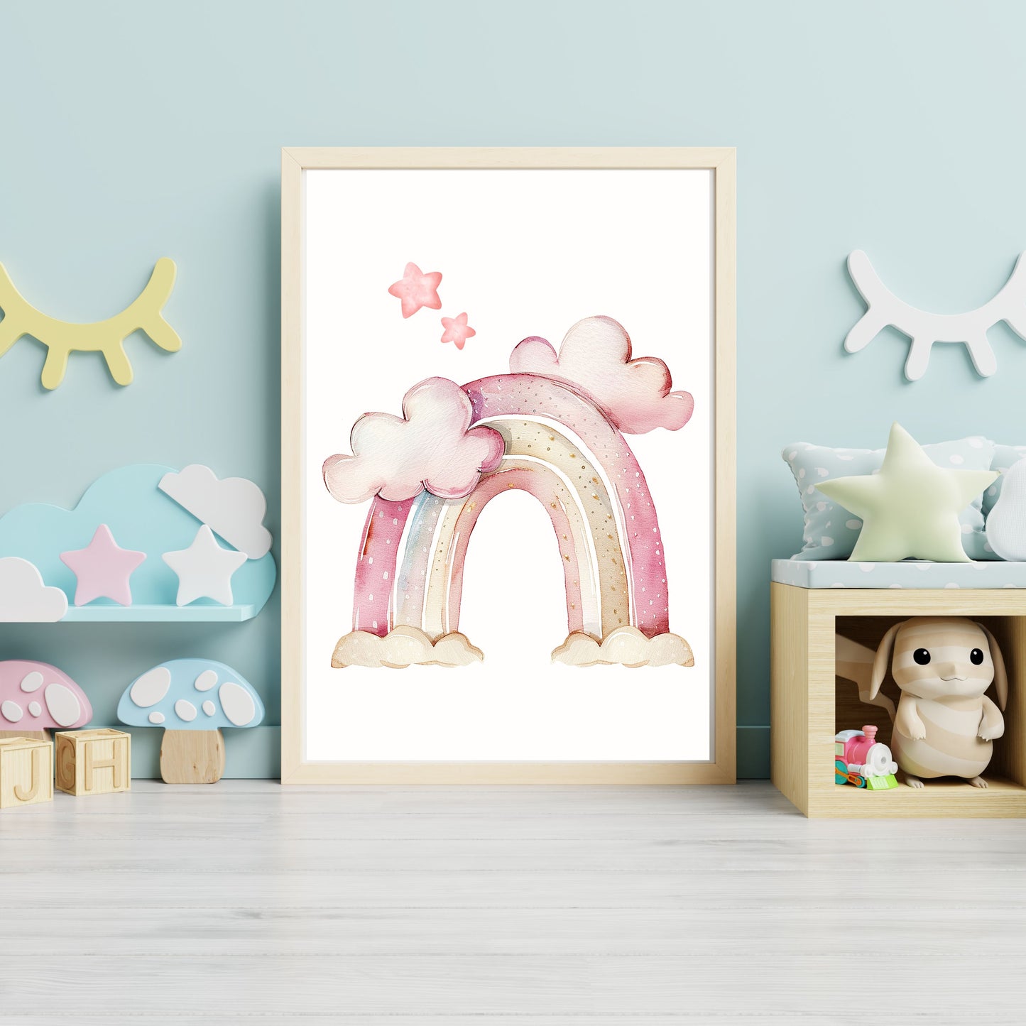 Girl's Poster - Nursery Décor Prints - Dreamy Pink Rainbow