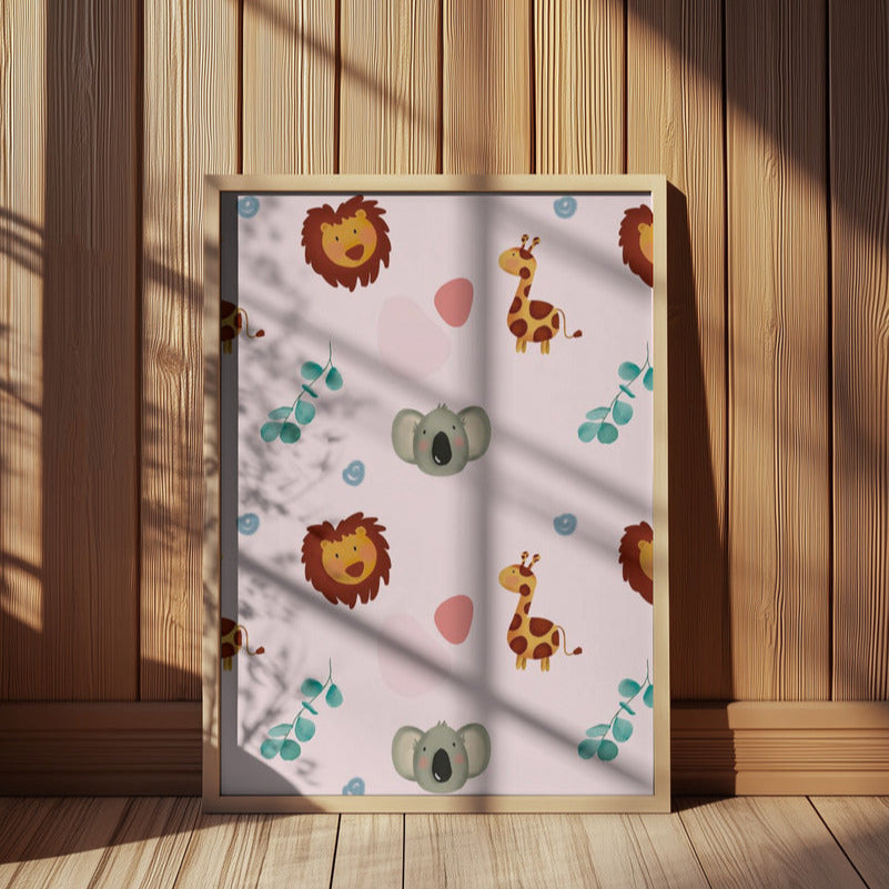 Kid's Poster - Nursery Décor Prints - Lion, Giraffe & Koala Animals