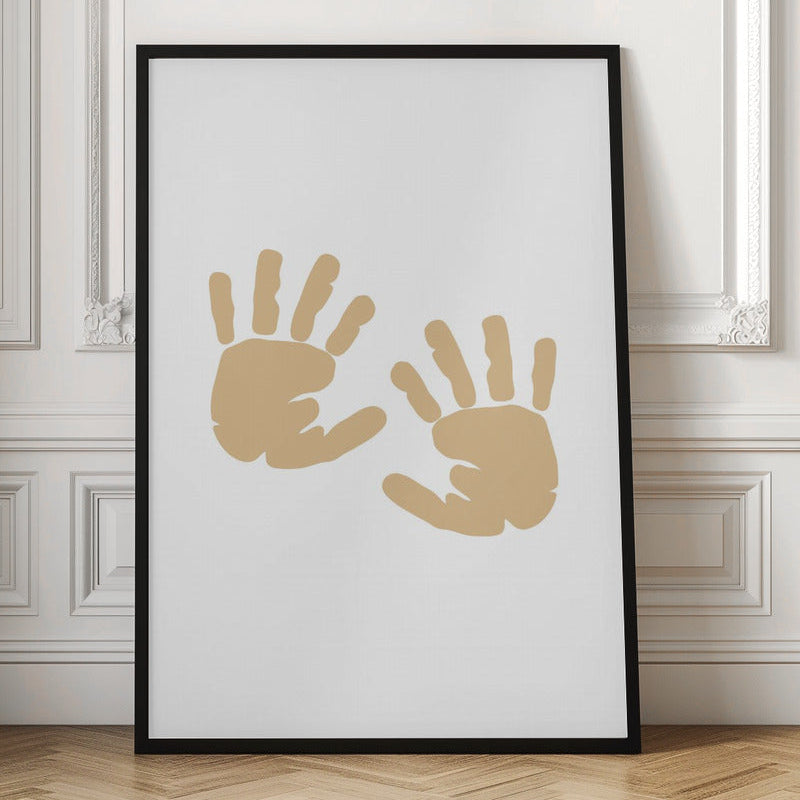 Baby Poster Set - Nursery Décor Prints - Beige Handprints & Footprints
