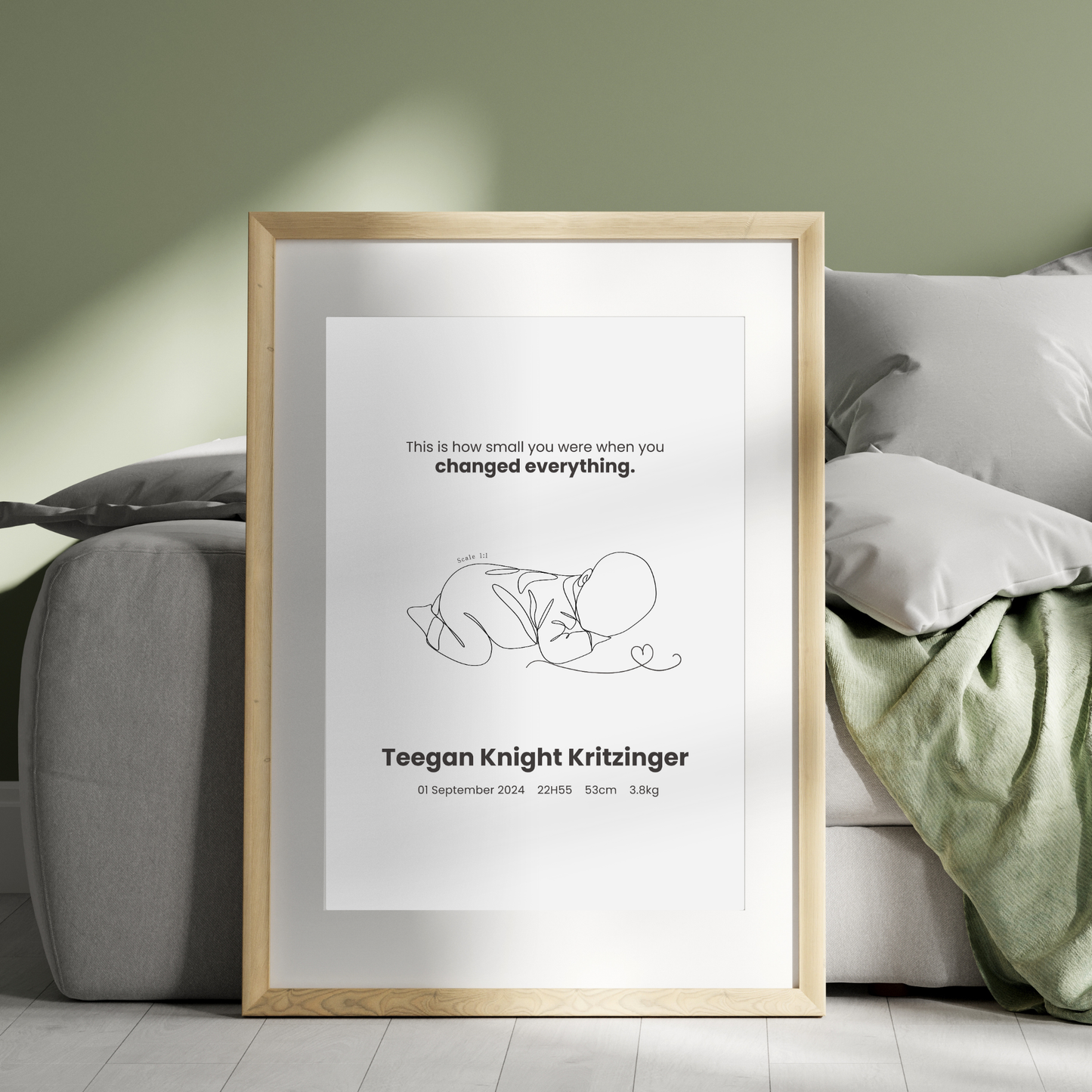 Personalised Newborn Life-Size Birth Poster - SassiBloom Customised Art Print - Baby Kids Room Decor