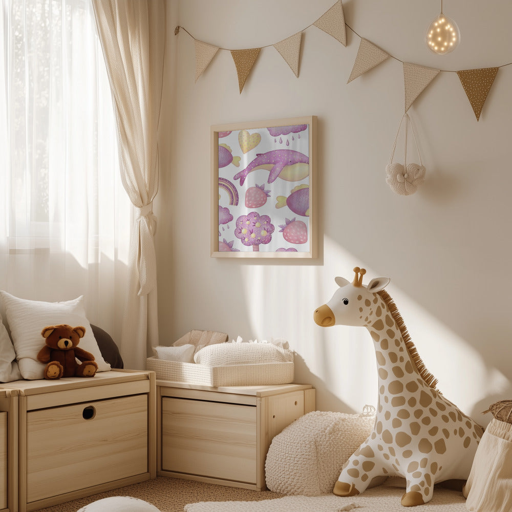 Girl's Poster - Nursery Décor Prints - Sealife, Strawberries & Rainbows
