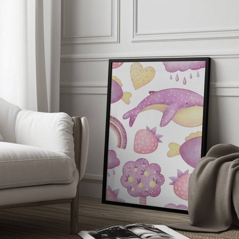 Girl's Poster - Nursery Décor Prints - Sealife, Strawberries & Rainbows