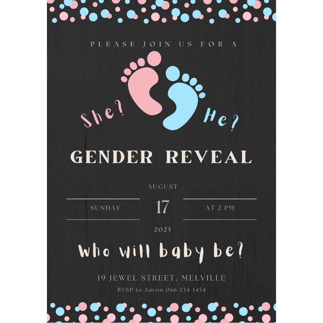 Customise Digital Gender Reveal Invitation - Baby Shower Custom Invite - South Africa SassiBloom