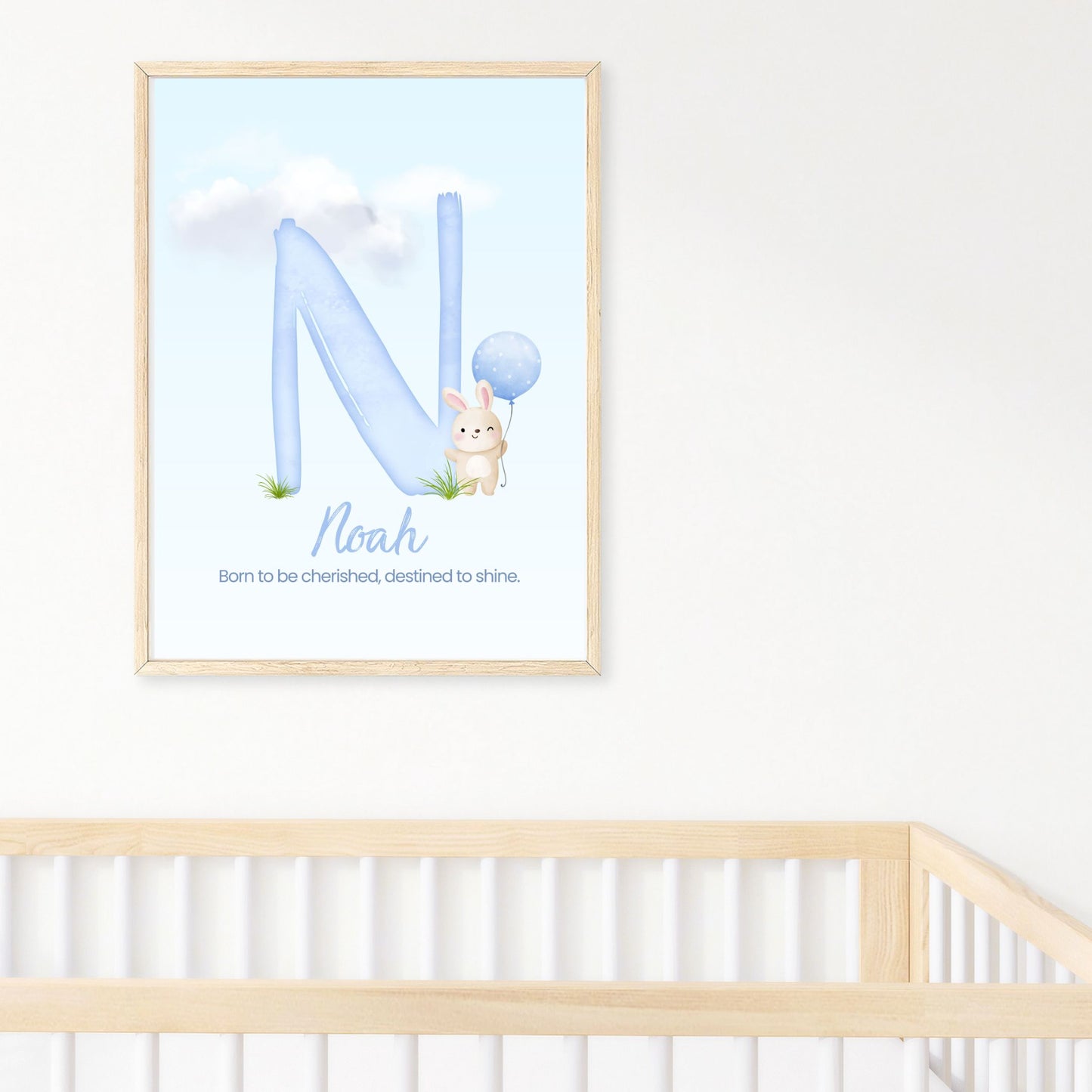 Custom Name Poster - Blue Bunny & Quote