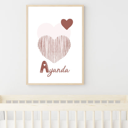 Custom Name Poster Set - Boho “We Love You” Hearts