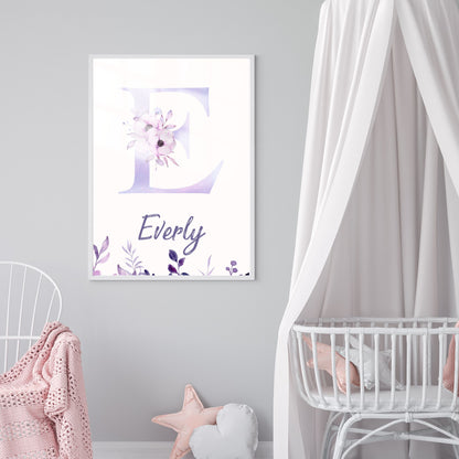 Custom Name Poster Set - Purple Butterfly