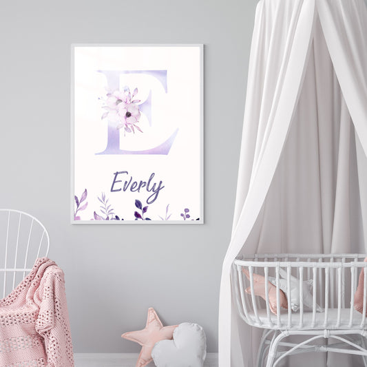 Custom Name Poster Set - Purple Butterfly