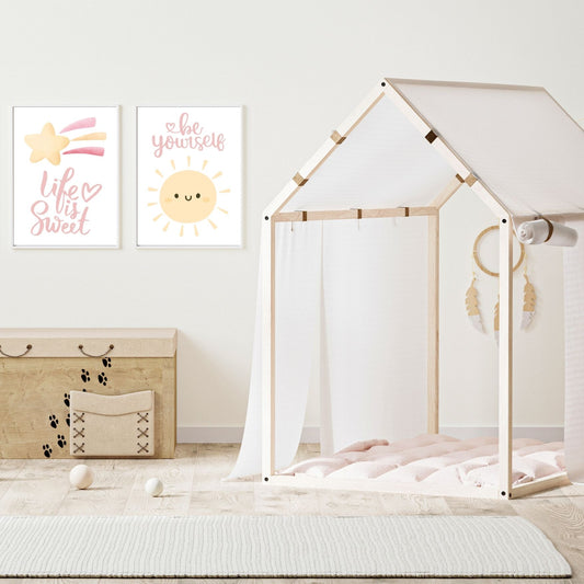 Girl's Poster Set - Nursery Décor Prints - Pink Inspirational Quotes