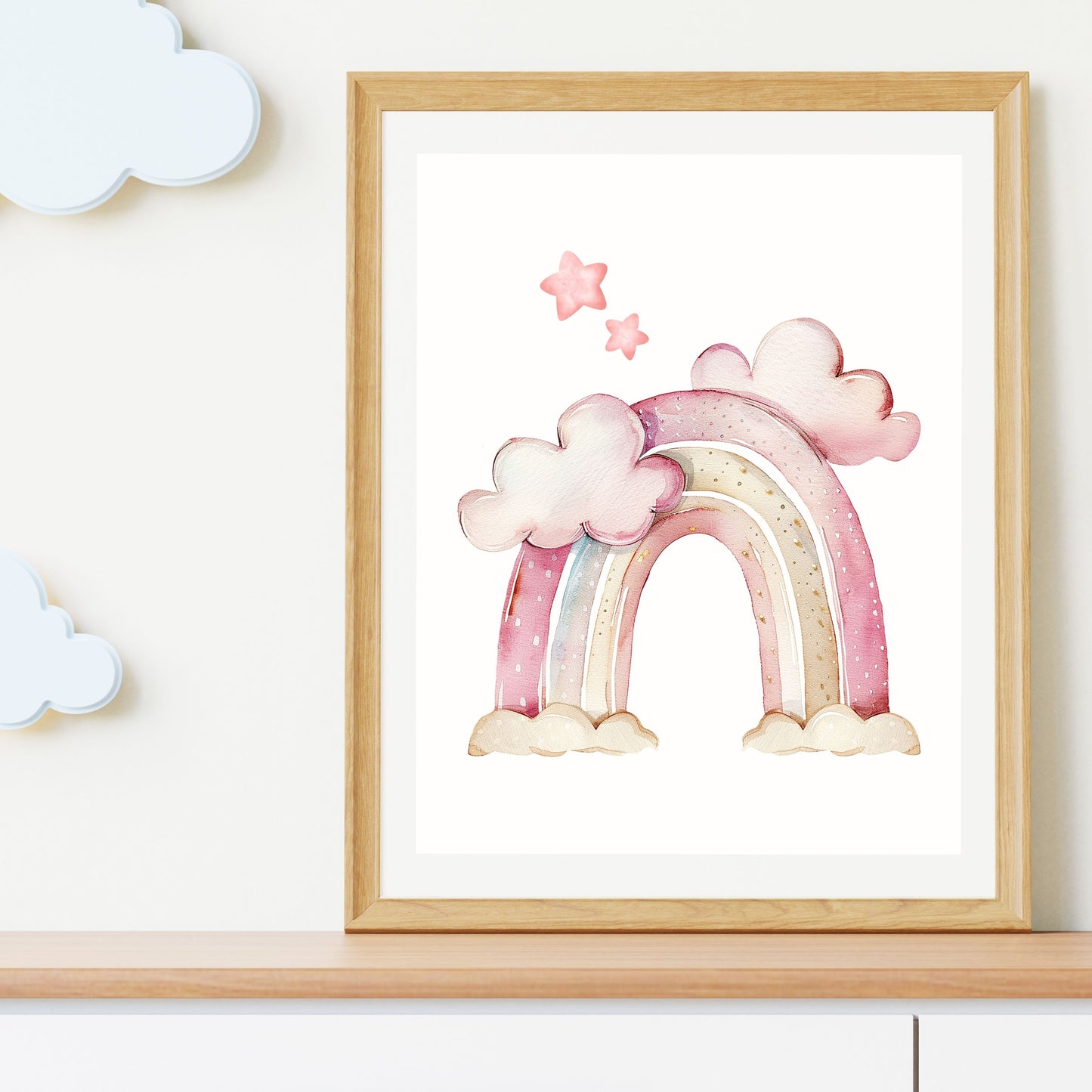 Girl's Poster - Nursery Décor Prints - Dreamy Pink Rainbow