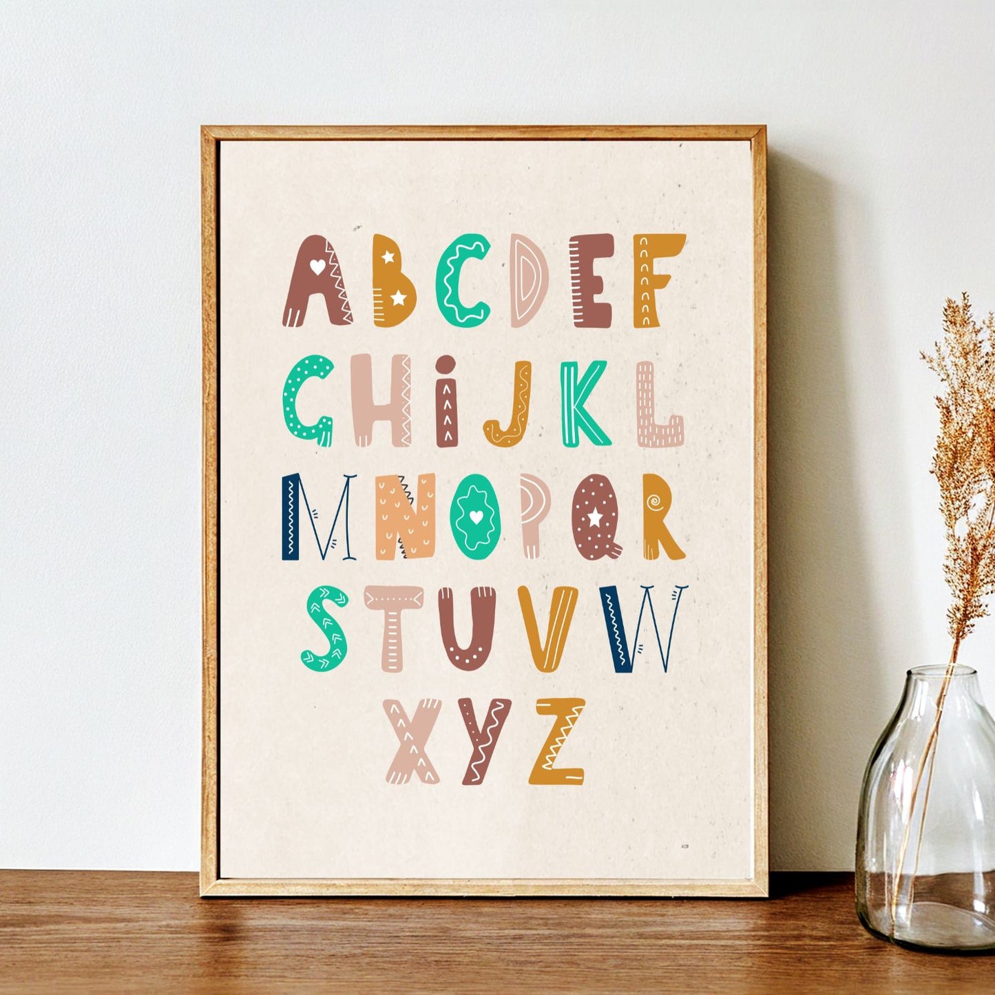 Kids Poster Set - Nursery Décor Prints - Alphabet Numbers ABC 123