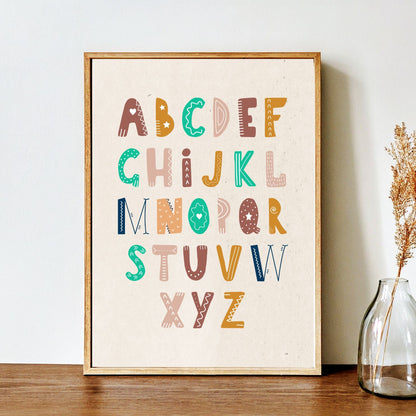 Kids Poster Set - Nursery Décor Prints - Alphabet Numbers ABC 123