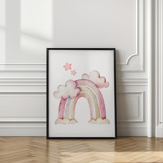Girl's Poster - Nursery Décor Prints - Dreamy Pink Rainbow