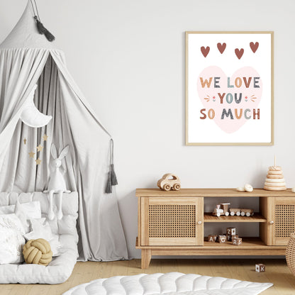 Custom Name Poster Set - Boho “We Love You” Hearts