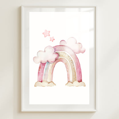 Girl's Poster - Nursery Décor Prints - Dreamy Pink Rainbow