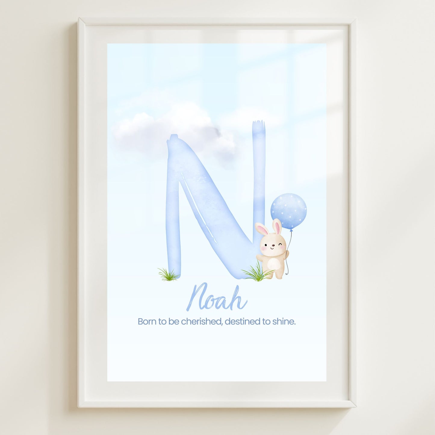 Custom Name Poster - Blue Bunny & Quote