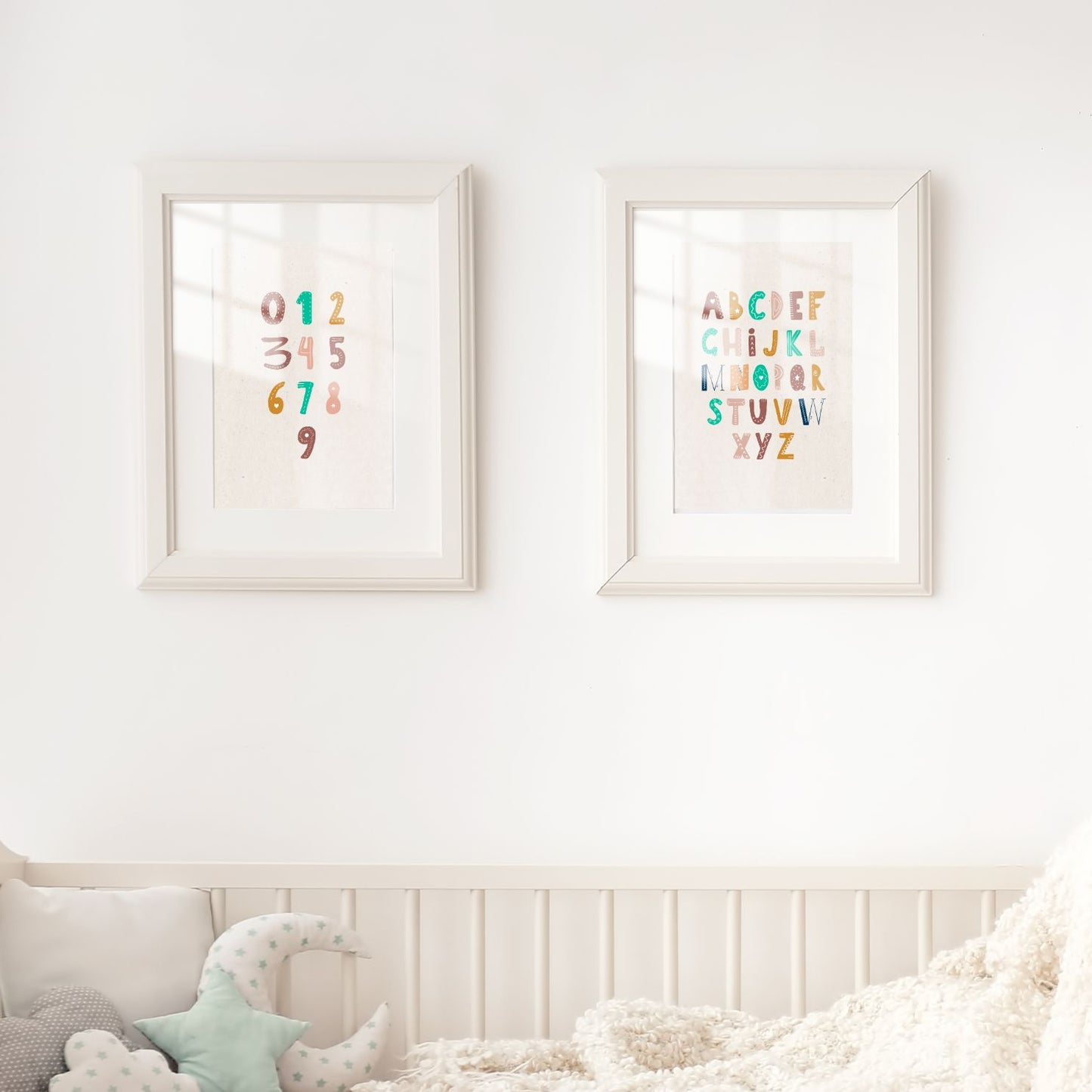 Kids Poster Set - Nursery Décor Prints - Alphabet Numbers ABC 123
