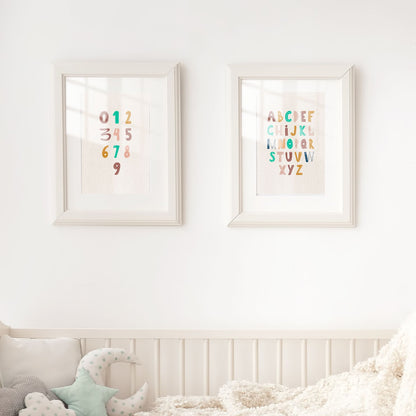 Kids Poster Set - Nursery Décor Prints - Alphabet Numbers ABC 123