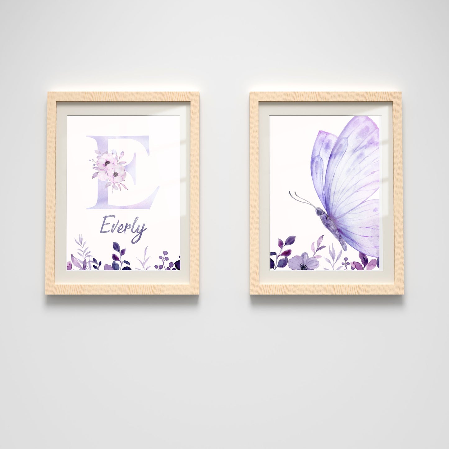 Custom Name Poster Set - Purple Butterfly