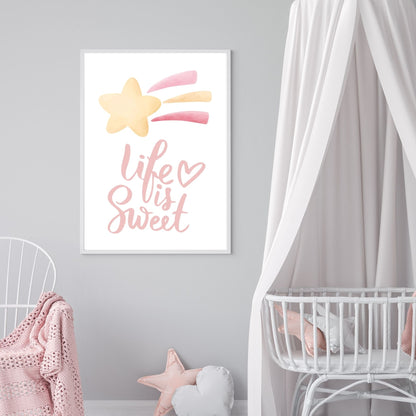 Girl's Poster Set - Nursery Décor Prints - Pink Inspirational Quotes