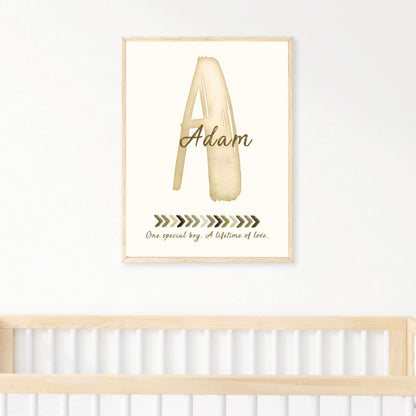 Custom Name Print Set - Beige Boho Rainbow - Kids Personalised Wall Art Decor