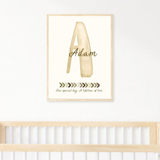 Custom Name Print Set - Beige Boho Rainbow - Kids Personalised Wall Art Decor