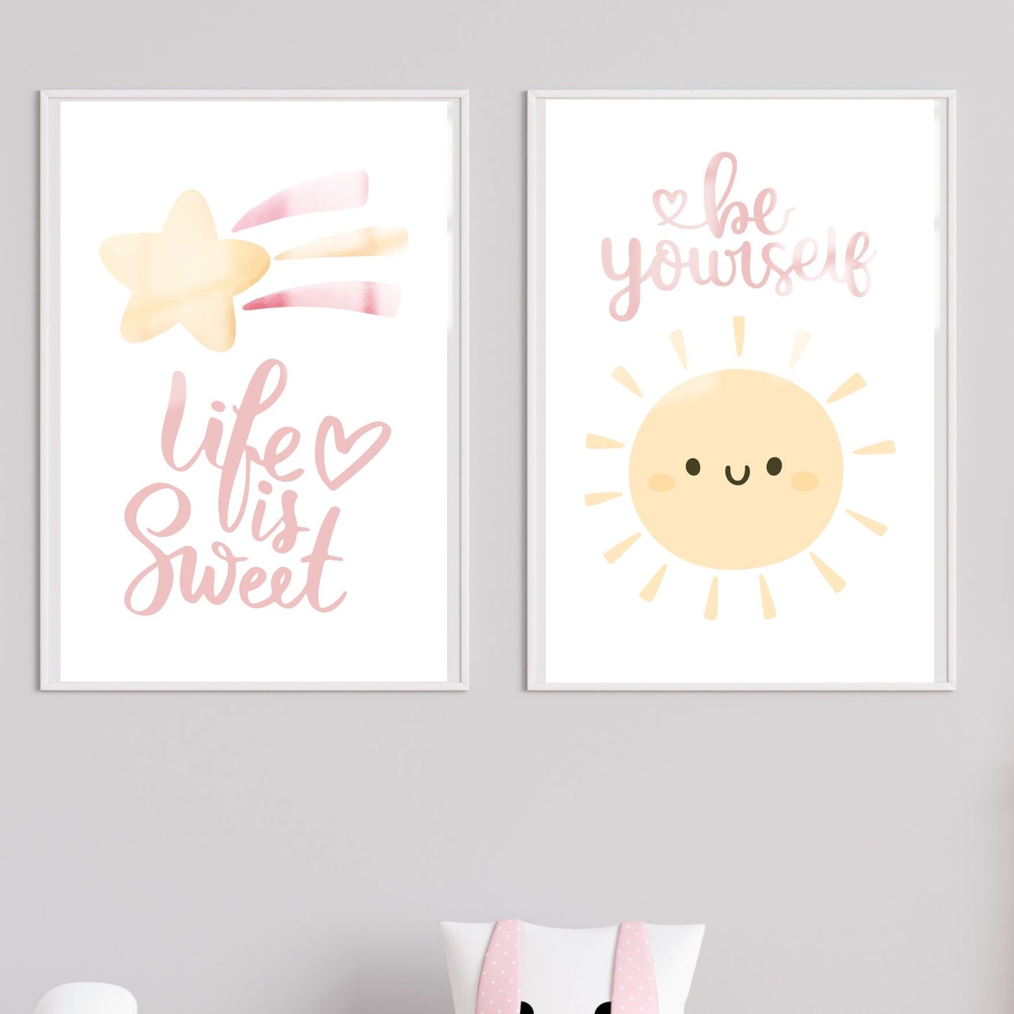 Girl's Poster Set - Nursery Décor Prints - Pink Inspirational Quotes