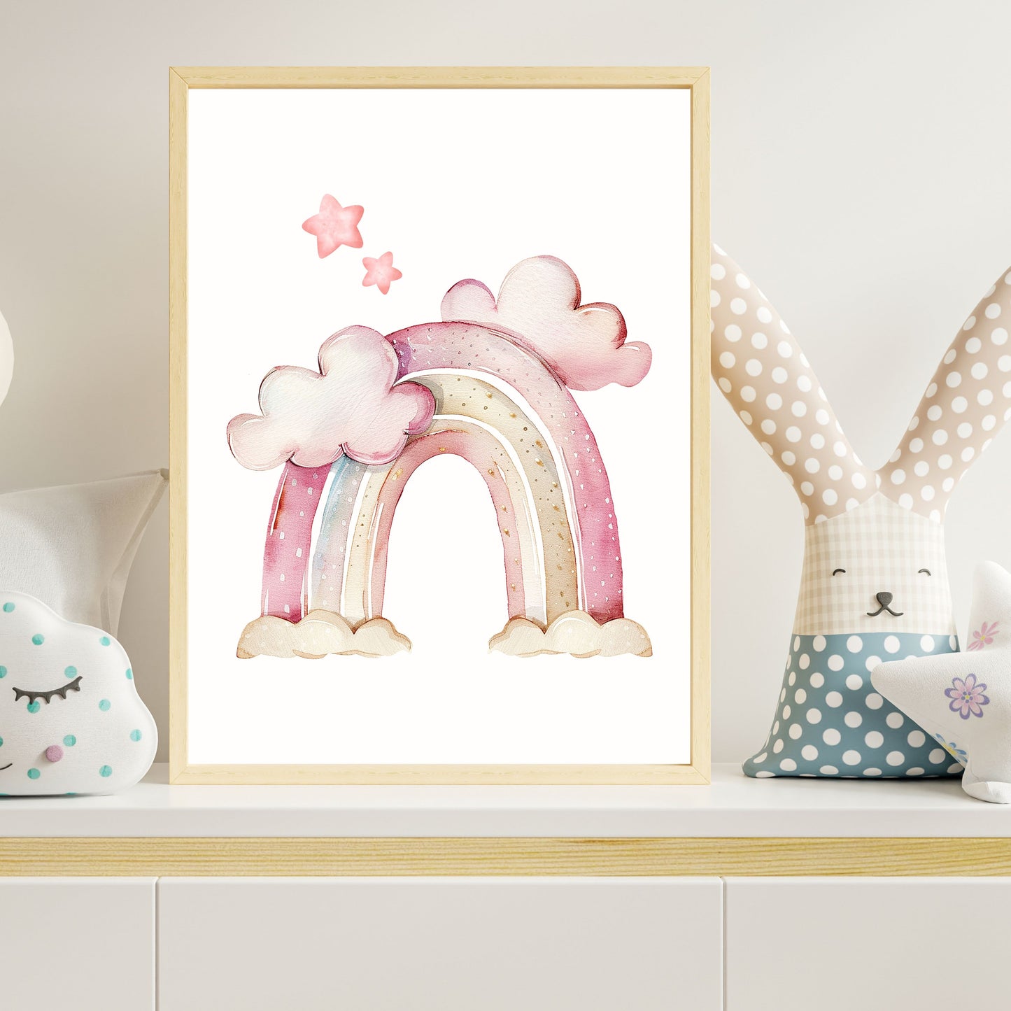 Girl's Poster - Nursery Décor Prints - Dreamy Pink Rainbow