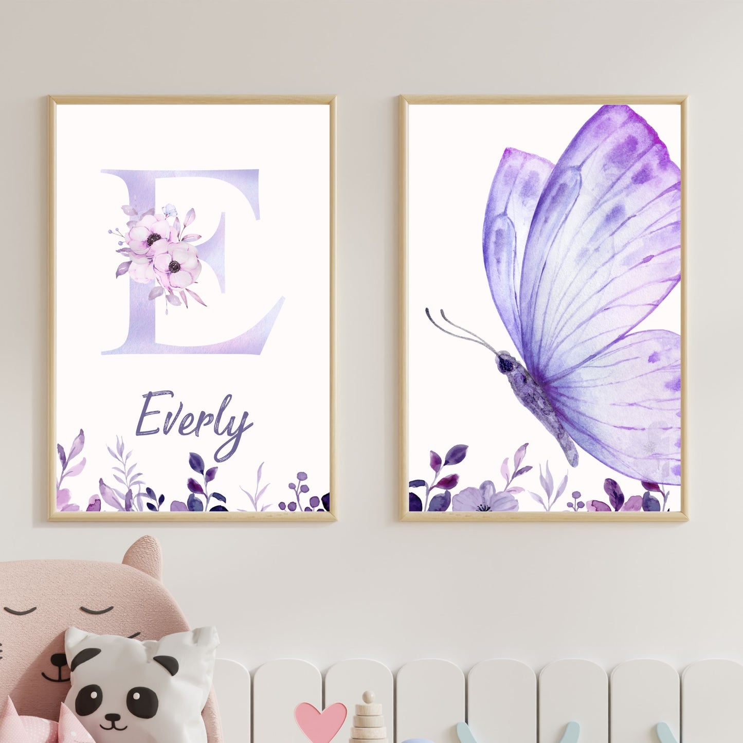 Custom Name Poster Set - Purple Butterfly