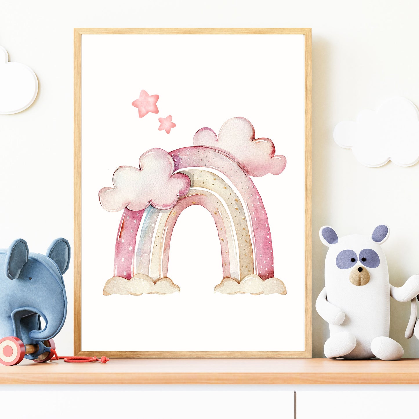 Girl's Poster - Nursery Décor Prints - Dreamy Pink Rainbow