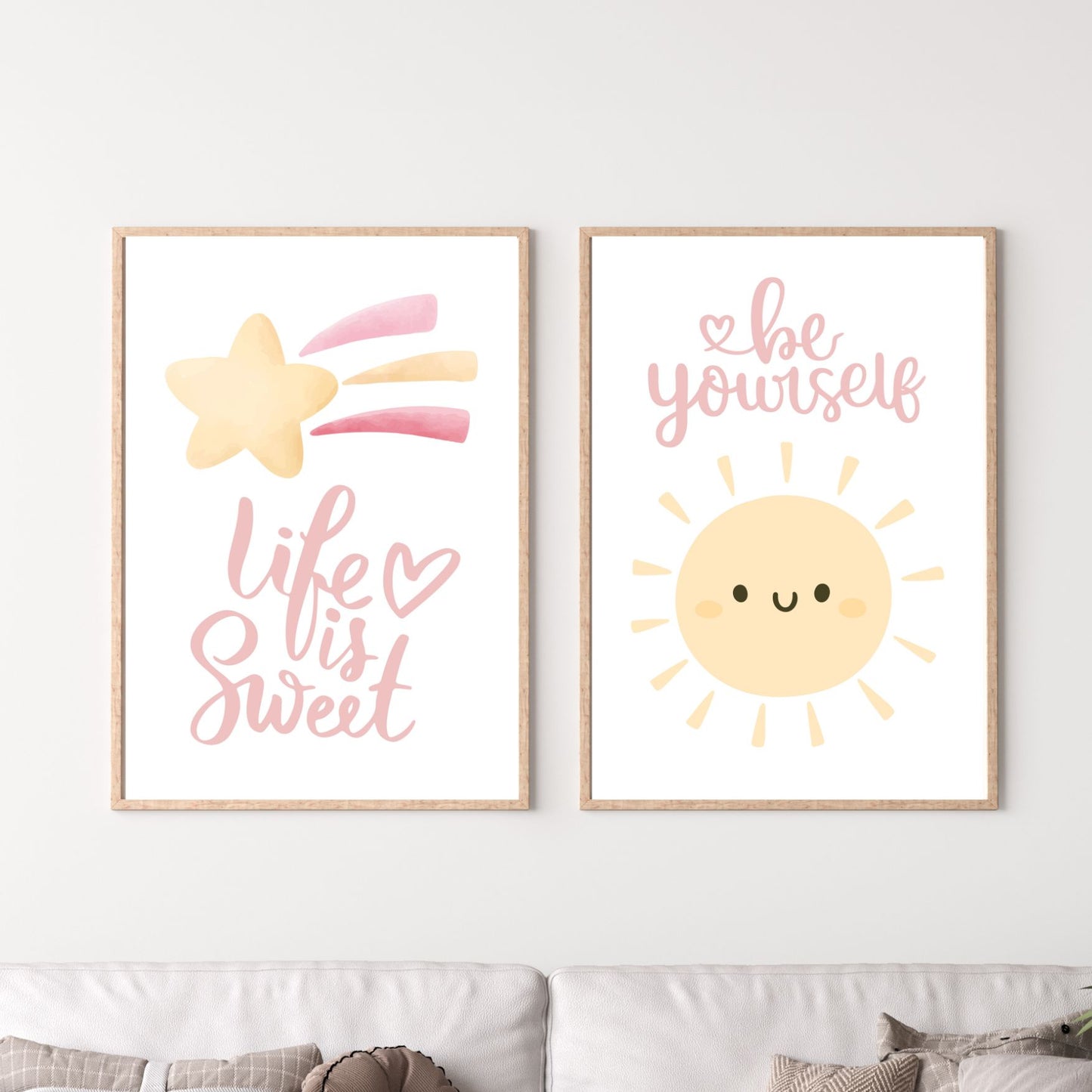 Girl's Poster Set - Nursery Décor Prints - Pink Inspirational Quotes