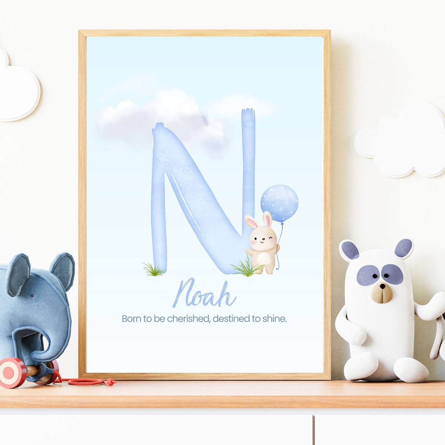 Custom Name Poster - Blue Bunny & Quote