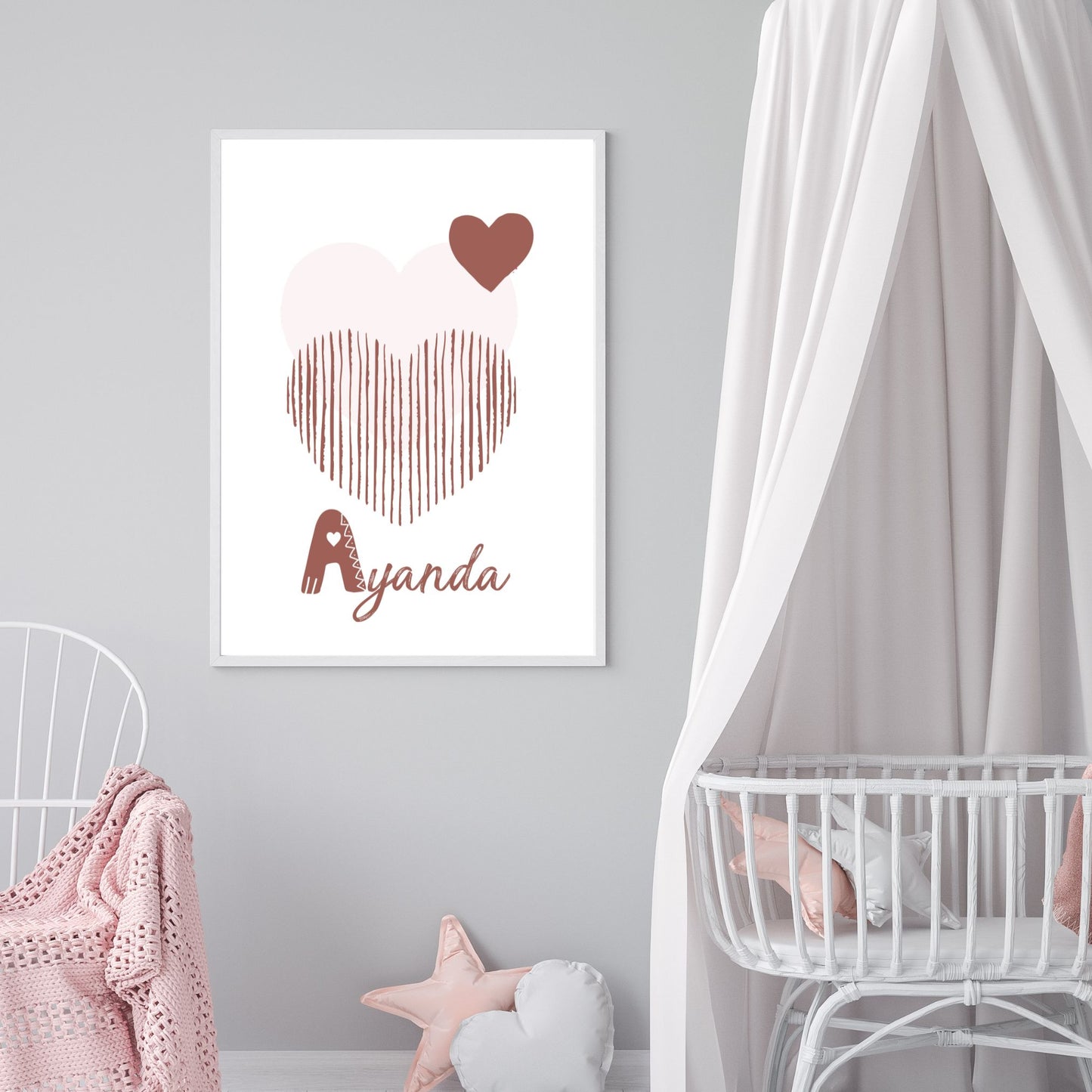 Custom Name Poster Set - Boho “We Love You” Hearts