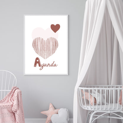 Custom Name Poster Set - Boho “We Love You” Hearts