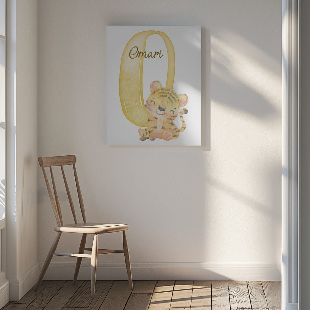 Personalised Tiger Animal Safari Nursery Kids' Room Decor - Customised Name On Canvas Print
