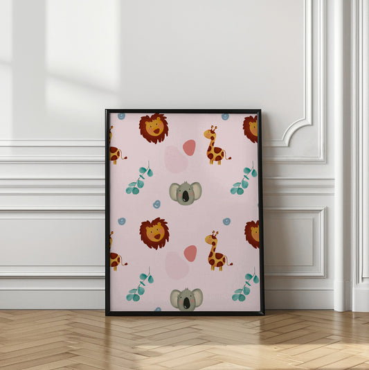Kid's Poster - Nursery Décor Prints - Lion, Giraffe & Koala Animals