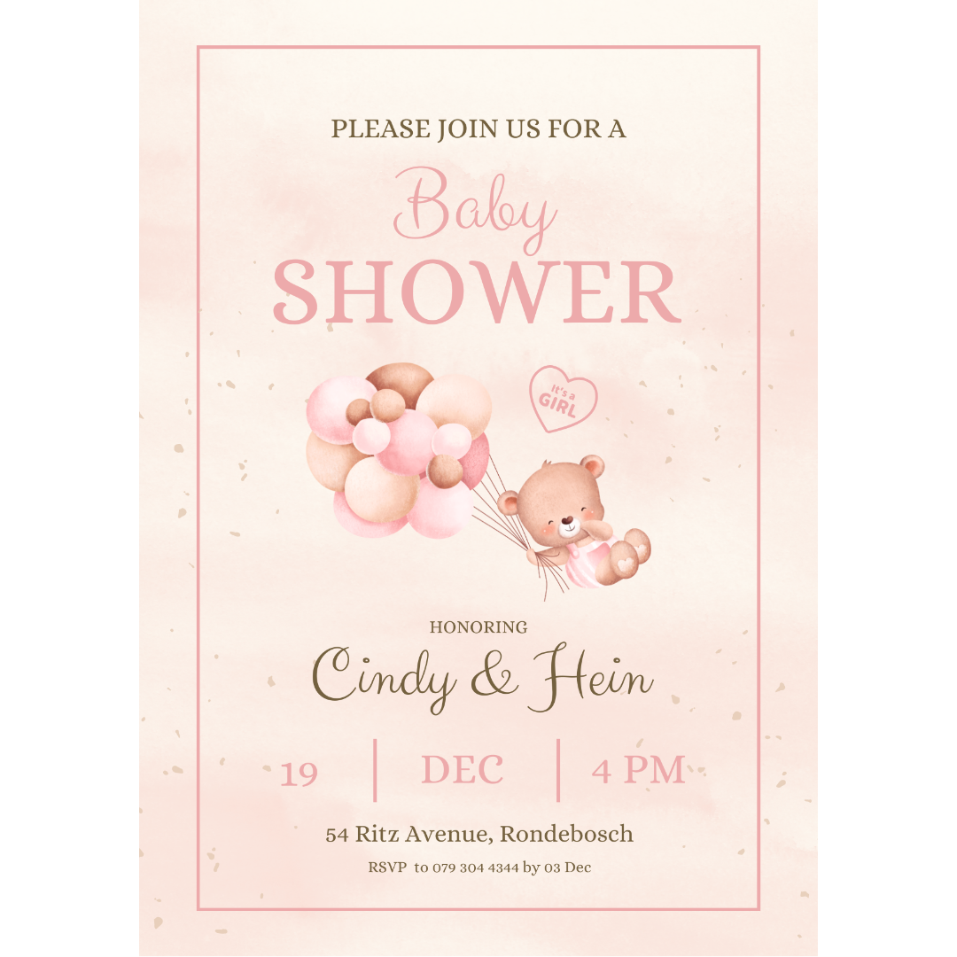 Baby Shower Digital E-Invitation Invite - Design Invitation - South Africa Custom Invite