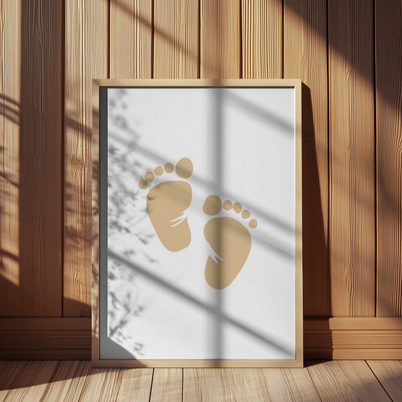 Baby Poster Set - Nursery Décor Prints - Beige Handprints & Footprints