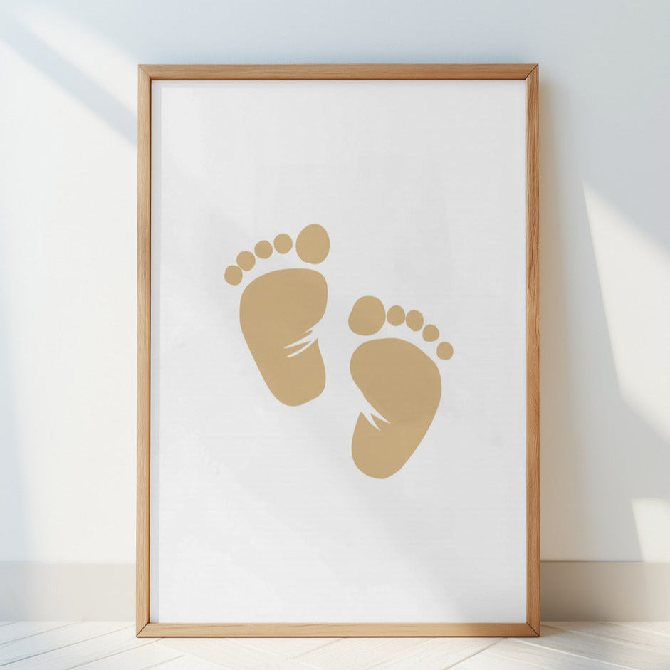 Baby Poster Set - Nursery Décor Prints - Beige Handprints & Footprints