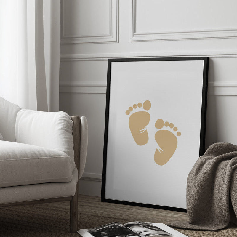 Baby Poster Set - Nursery Décor Prints - Beige Handprints & Footprints