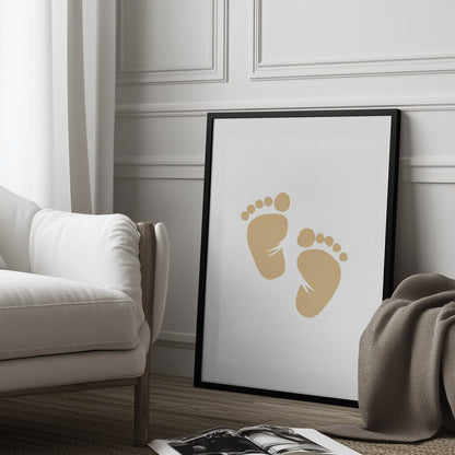 Baby Poster Set - Nursery Décor Prints - Beige Handprints & Footprints