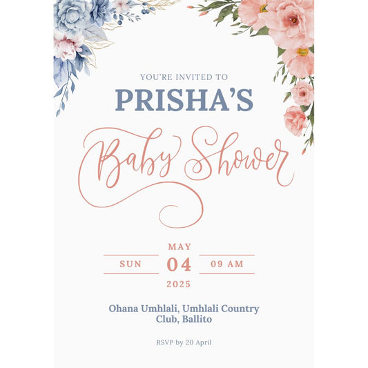 Digital Baby Shower Invitation - Order E-Invite Design Online - South Africa SassiBloom Prints & Decor