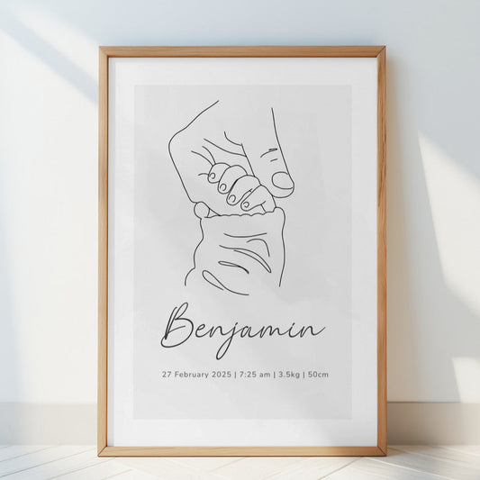 Personalised Birth Poster - Baby Name Length Weight Date - SassiBloom Custom Nursery Poster Prints