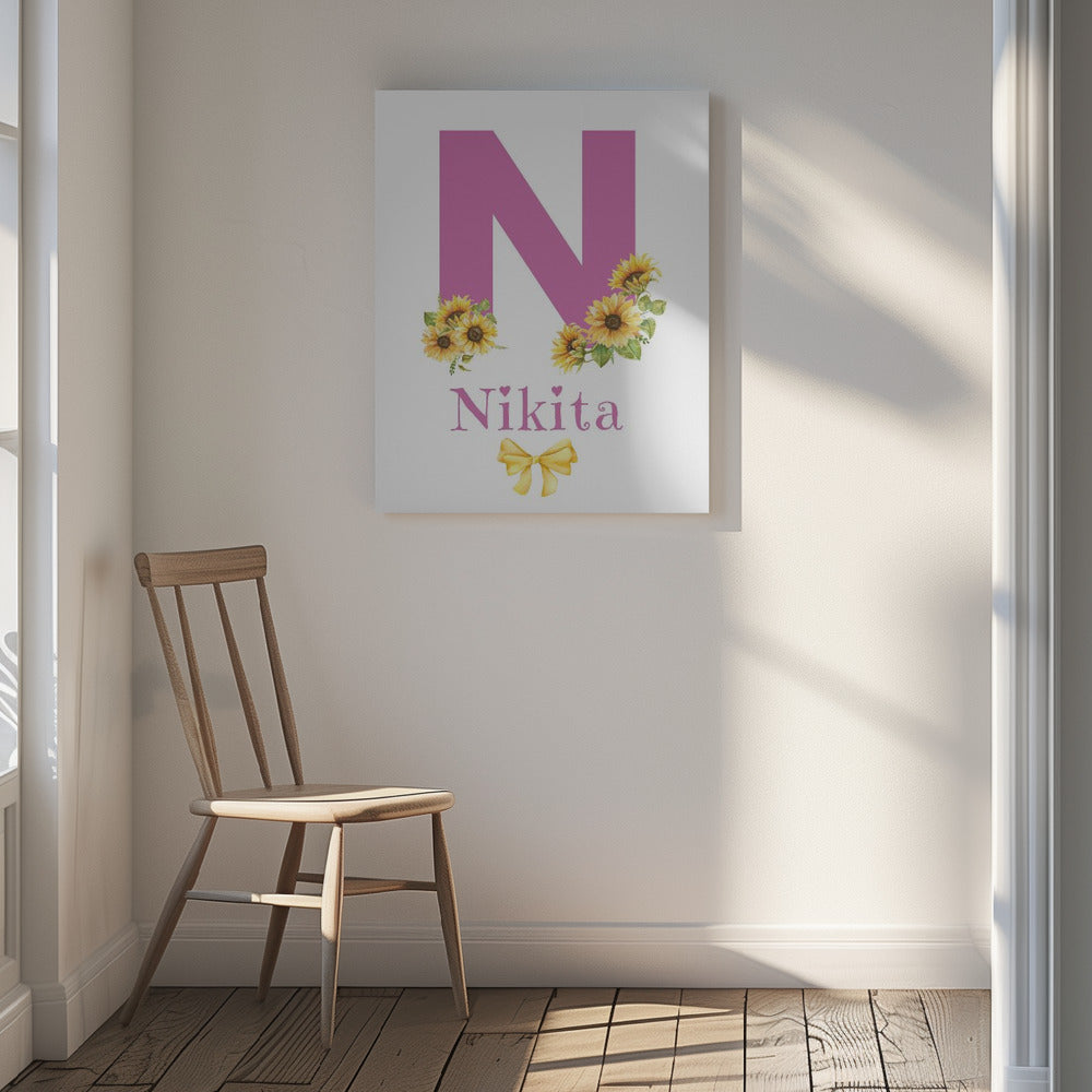 Custom Name on Canvas - Sunflowers Yellow Bow
