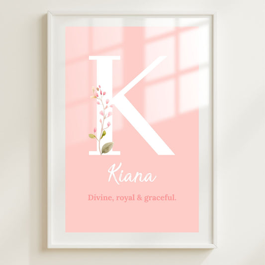 Personalised Name Print - Nursery Décor - Girl's Room Custom Wall Art