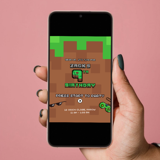 Customised Kids' Birthday Party Digital Invitation - Minecraft Theme - Design Event Decor SassiBloom