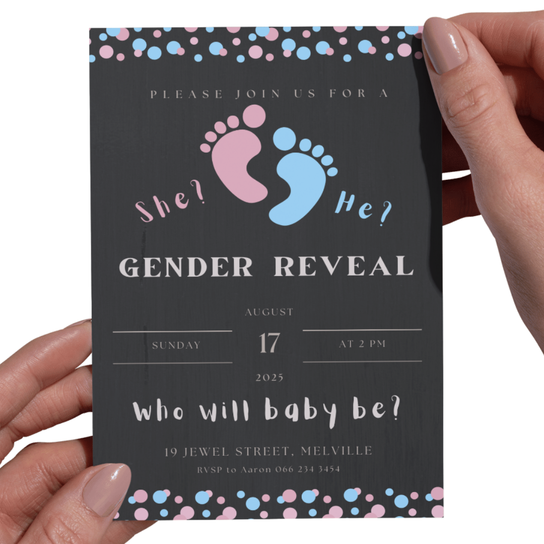Customise Digital Gender Reveal Invitation - Baby Shower Custom Invite - South Africa SassiBloom