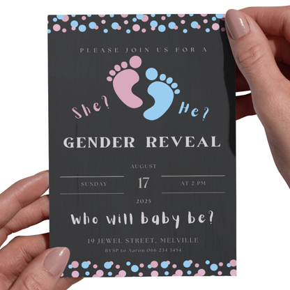 Customise Digital Gender Reveal Invitation - Baby Shower Custom Invite - South Africa SassiBloom