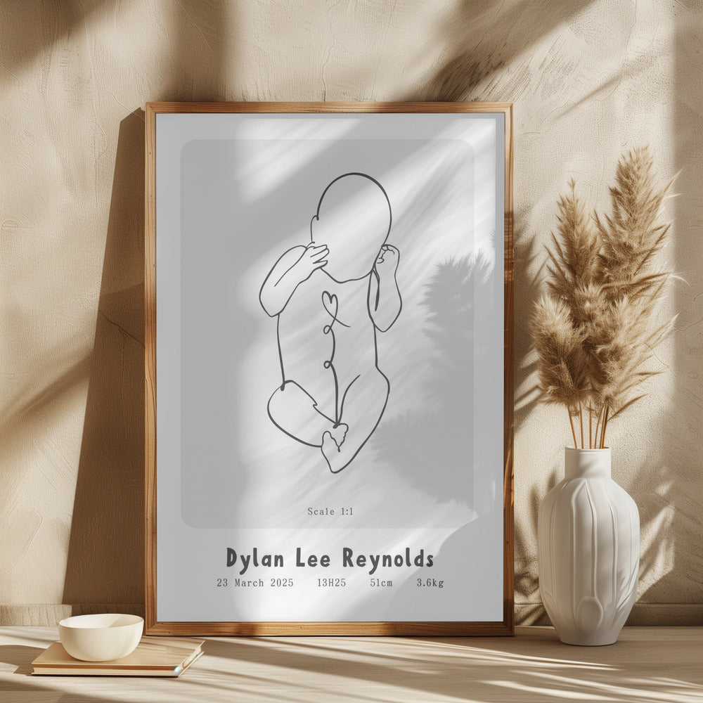 Personalised Life Size Birth Poster Print - SassiBloom South Africa - Customised Newborn Artwork